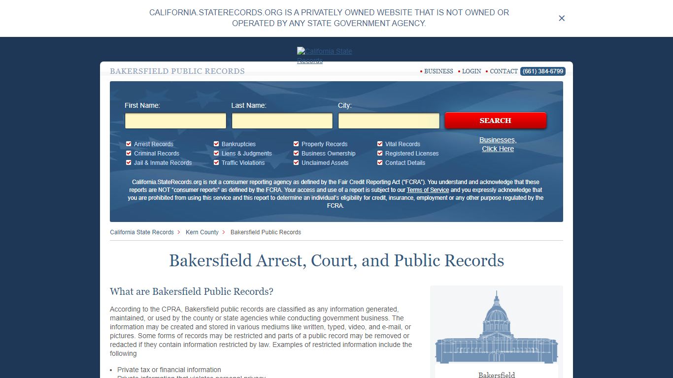 Bakersfield Arrest and Public Records | California.StateRecords.org